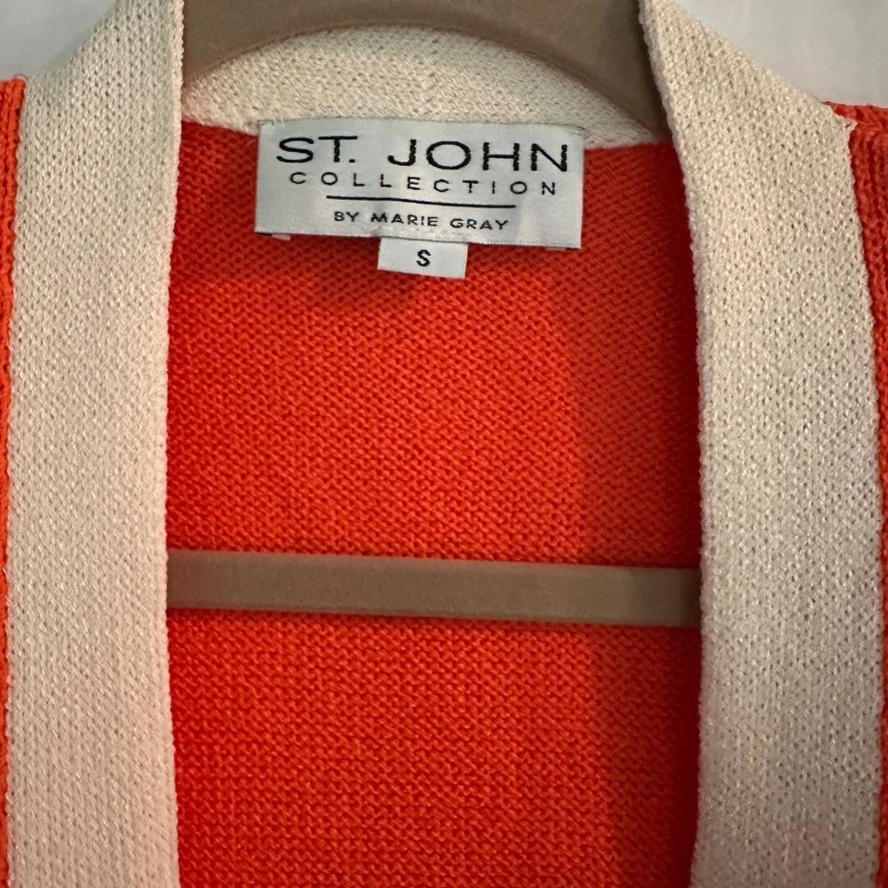 St. John Orange and White Sweater - Picture 2 of 5